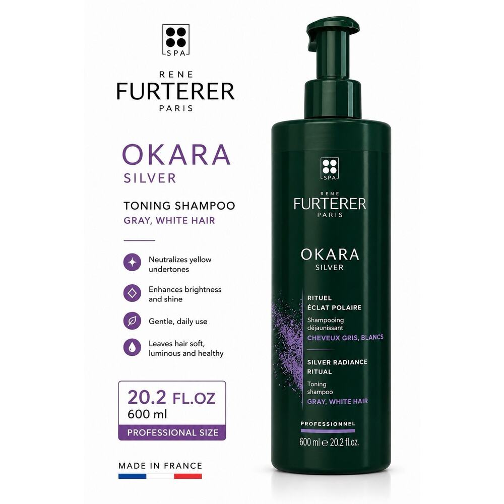 Rene Furterer Okara Silver Toning Shampoo 20.2 Fl.Oz 600ml Gray White Hair